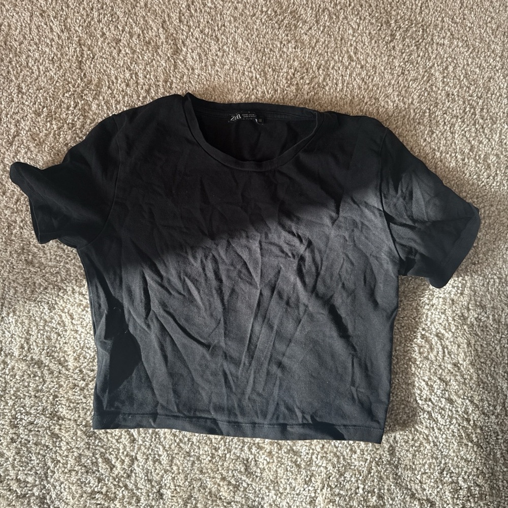 Zara Black Crewneck Tee